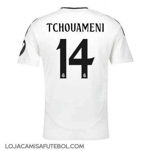 Camisa de Futebol Real Madrid Aurelien Tchouameni #14 Equipamento Principal 2024-25 Manga Curta